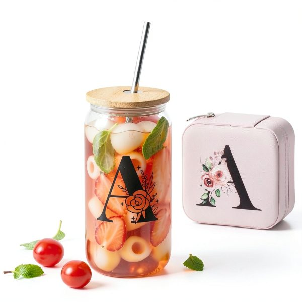 Jewelry Box AYGXU Glass Bamboo Lid Pink Girls-5
