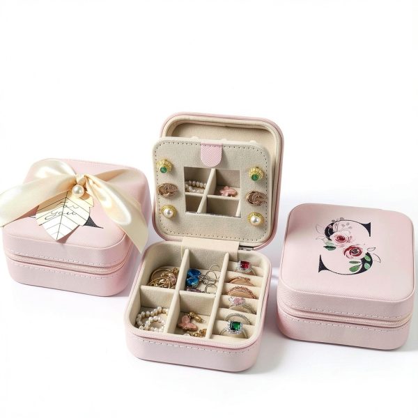 Jewelry Box AYGXU Glass Bamboo Lid Pink Girls-4
