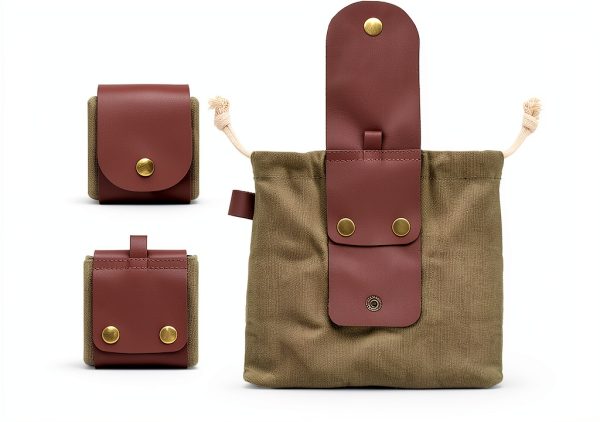 Foraging Bag DAMONPETREILL Leather Waist Pack Green 8.66" Collapsible-3