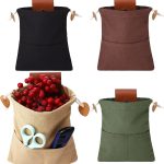 Foraging Bag 4 Pcs Canvas Waxed Foraging Pouch Mushroom Bags Collapsible Bushcraft Leather Pu Hunting Belt Bag Hiking Pouch for Outdoor Traveling Camping-0