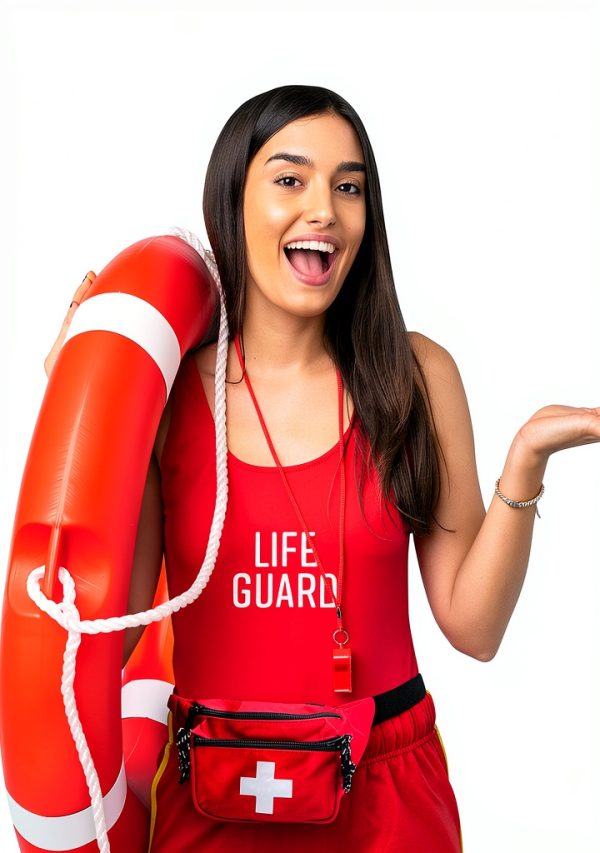 Lifeguard Fanny Pack with Lifeguard Whistle and Lanyard Set - Baywatch Style First Aid Hip Pack-1