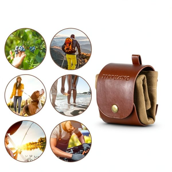 Foraging Bag TIEFUMYO Waxed Canvas Waist Pack Brown Collapsible-6