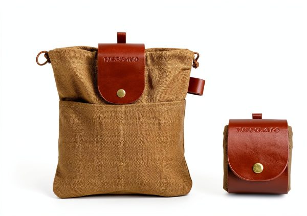 Foraging Bag TIEFUMYO Waxed Canvas Waist Pack Brown Collapsible-1
