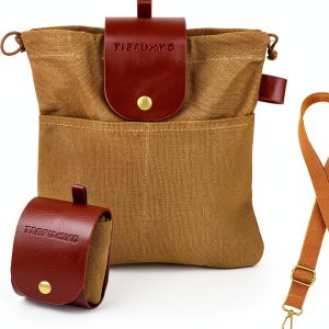 Foraging Bag TIEFUMYO Waxed Canvas Waist Pack Brown Collapsible-0