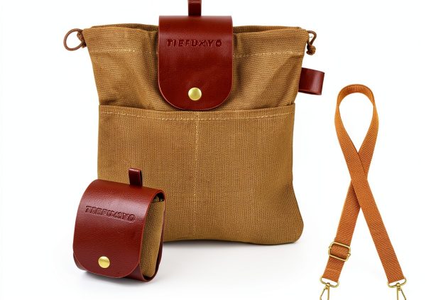 Foraging Bag TIEFUMYO Waxed Canvas Waist Pack Brown Collapsible-0