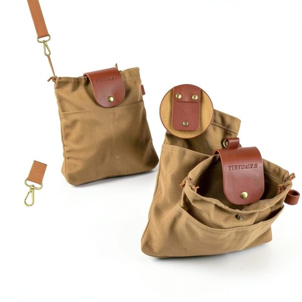 Foraging Bag TIEFUMYO Waxed Canvas Waist Pack Brown Collapsible-3